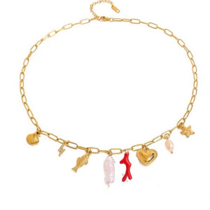 Collar Charms Coral Oro