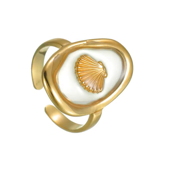 Anillo Concha Transparente oro
