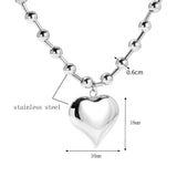 Collar Corazón Bolas Plata Mate