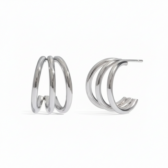 Pendiente triple plata