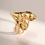 Anillo Corazón Arrugado Oro