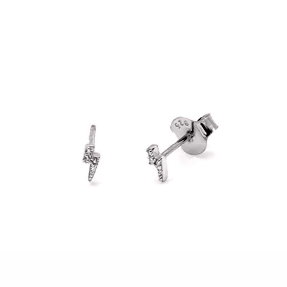 Pendientes Mini Rayo Brillo Plata