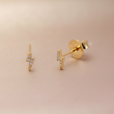 Pendientes Mini Rayo Brillo Oro