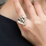 Anillo Corazón Arrugado Plata