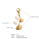 Charm bolso conchas naturales oro