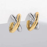 Pendiente mini cruzado bicolor