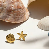 Pendientes estrella concha oro