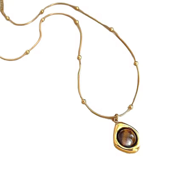 Collar Colgante Dorado Ojo de tigre