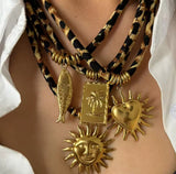 Collar Cordon Print Corazón oro