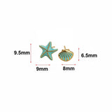 Pendientes mini estrella y concha turquesa plata