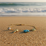 Pulsera/tobillera estrella azul oro
