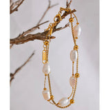 Pulsera Perlas Naturales oro