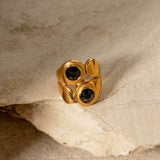 Anillo doble piedra negra oro