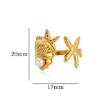 Anillo estrellas de mar perla oro