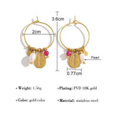 Pendiente concha perla rosa oro