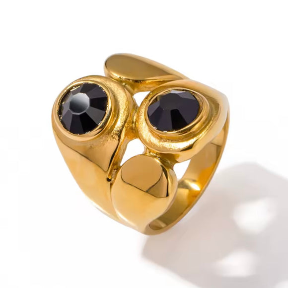 Anillo doble piedra negra oro