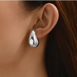 Pendientes Gota Grande Plata