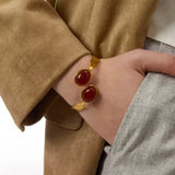 Pulsera Rígida Ambar rojo oro