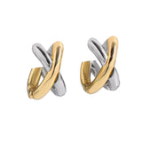 Pendiente mini cruzado bicolor