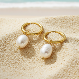 Pendiente Perla Oval oro
