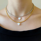 Collar Corazón Perla  Oro