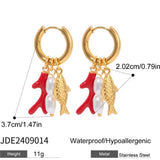Pendientes Charms Coral Pez oro