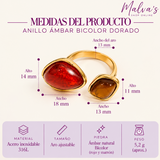 Anillo Ámbar Bicolor Dorado