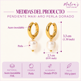Pendiente Maxi Aro Perla Dorado