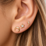 Pendientes Estrella Brillo Plata 925 Dorado