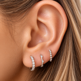 Pendiente Aro Mini Flores Brillo Plata 925