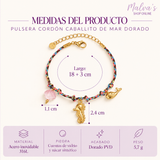 Pulsera Cordón Caballito de Mar Dorado