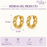 Pendiente Aro Mini Cadena Plata 925 Dorado