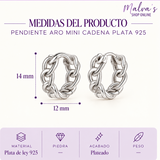 Pendiente Aro Mini Cadena Plata 925