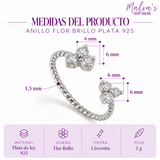 Anillo Flor Brillo Plata 925