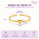 Anillo Mini Corazón Plata 925 Dorado