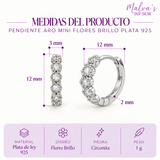 Pendiente Aro Mini Flores Brillo Plata 925
