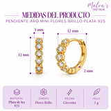 Pendiente Aro Mini Flores Brillo Plata 925 Dorado