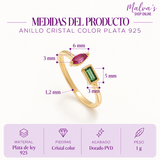 Anillo Cristal Color Plata 925 Dorado