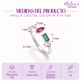 Anillo Cristal Color Plata 925