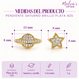 Pendiente Saturno Brillo Plata 925 Dorado