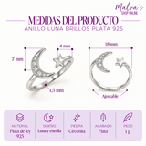 Anillo Luna Brillos Plata 925