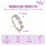 Anillo Mini Flores Brillo Plata 925