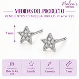 Pendientes Estrella Brillo Plata 925