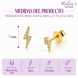 Pendiente Mini Rayo Brillo Plata 925 Dorado