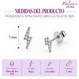 Pendiente Mini Rayo Brillo Plata 925