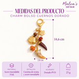 Charm Bolso Cuernos Dorado