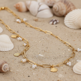 Collar mini charms conchas y perlas oro