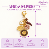 Charm Bolso Marrón Dorado