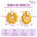 Pendiente Flor Brillo Dorado