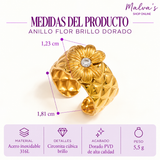 Anillo Flor Brillo Dorado